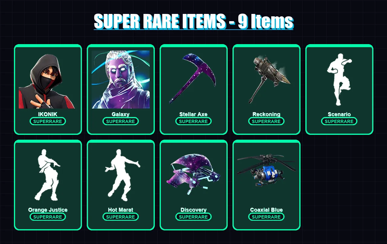 [PC/XBOX] | IKONIK | Galaxy | Dire | A.I.M. | Zenith | 28 skin | 21 pickaxe | 31 emote | 28 glider | Lv285
