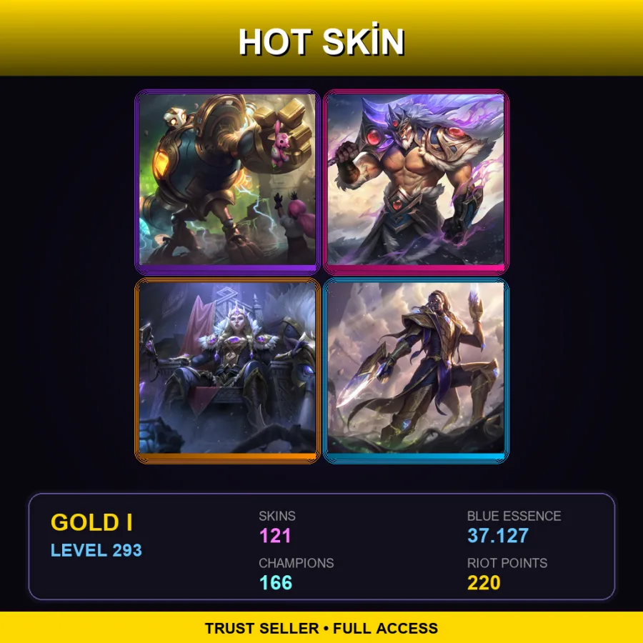 TR | Lv293 | Gold I | 121 Skin | 166 Champ