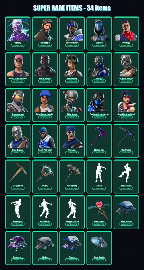 [PS4/PS5/XBOX/PC] | Galaxy | The Reaper | Blue Striker | Sultura | Prodigy | 277 skin | 233 pickaxe | 206 emote | 194 glider | Lv3101 — Fortnite account