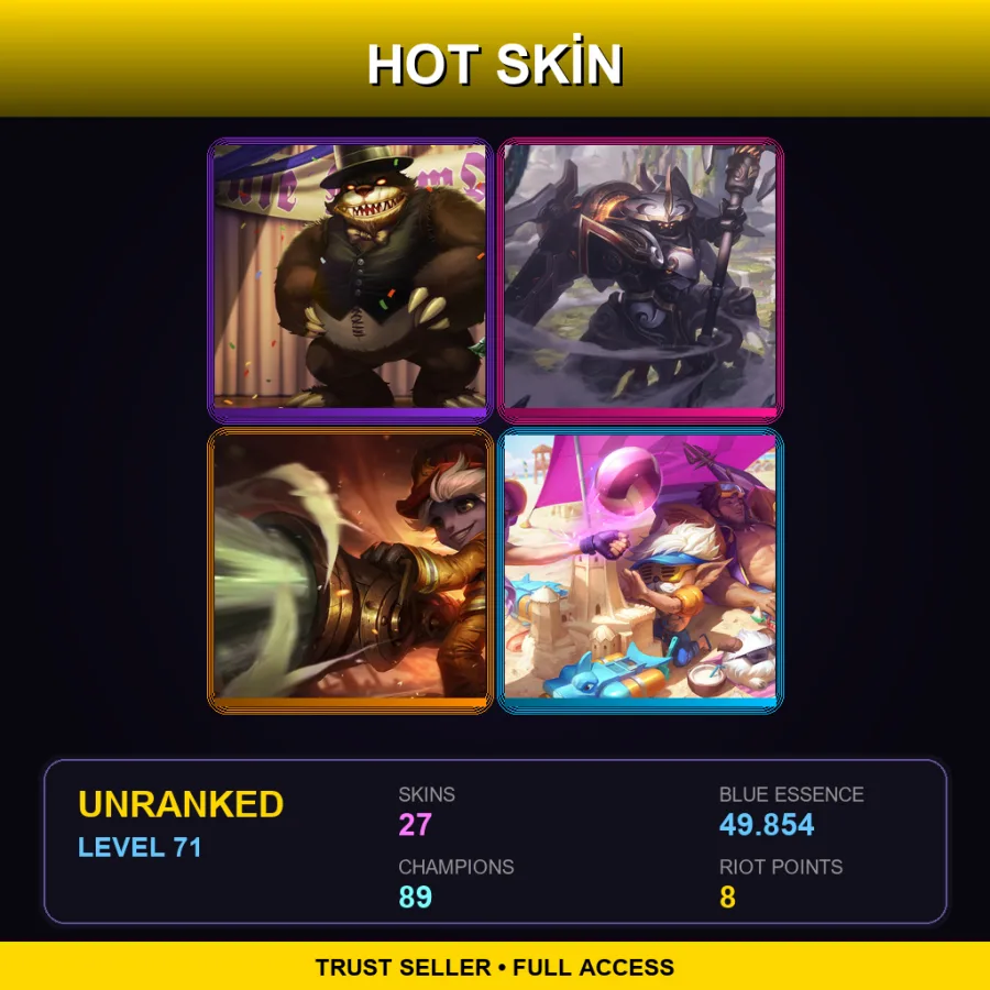 EUNE | Lv71 | Unranked | 27 Skin | 89 Champ — LoL account
