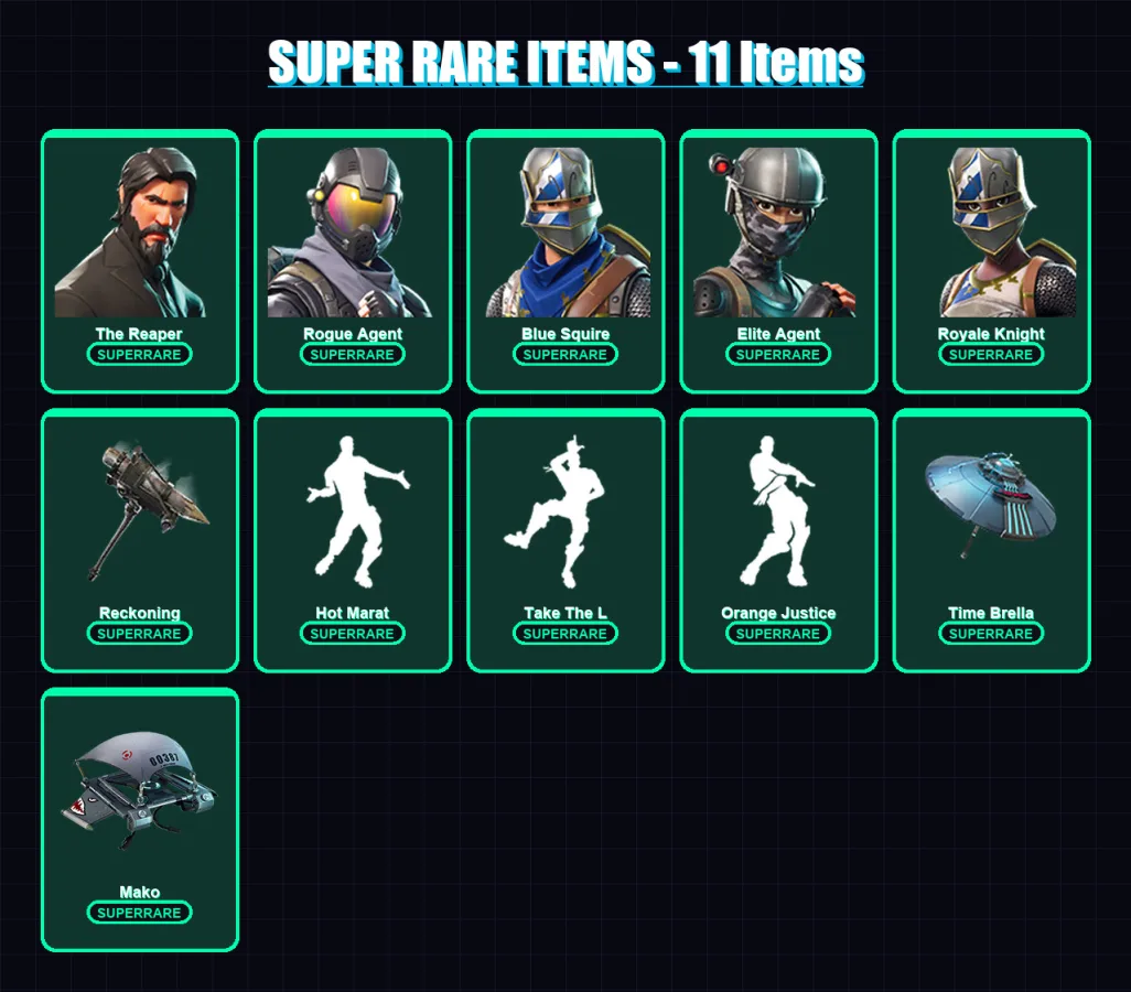 [PC/PSN] | The Reaper | Rogue Agent | Blue Squire | Elite Agent | Royale Knight | 53 skin | 68 pickaxe | 84 emote | 77 glider | Lv1271