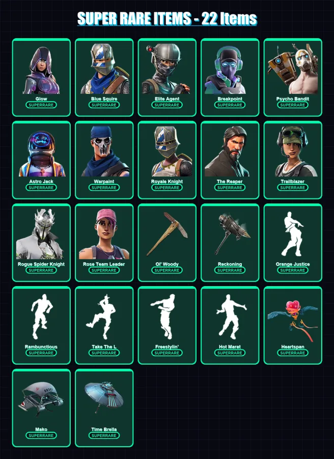 [PC/XBOX/PSN] | Glow | Blue Squire | Elite Agent | Breakpoint | Psycho Bandit | 129 skin | 92 pickaxe | 99 emote | 89 glider | Lv934