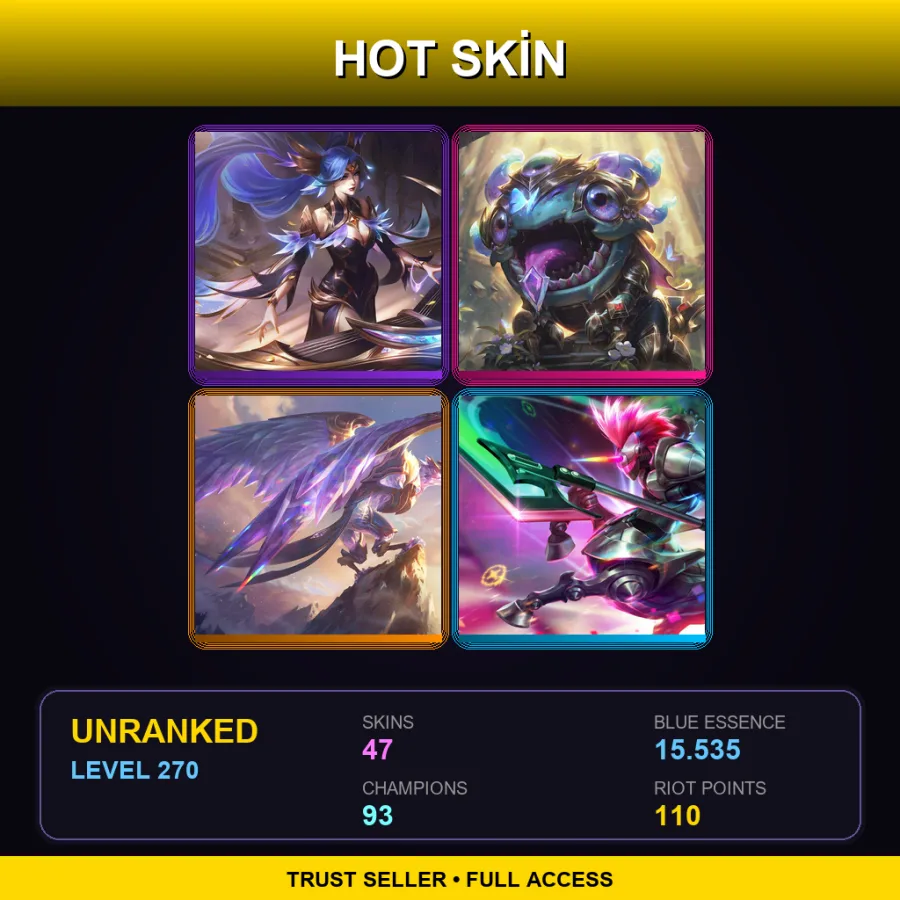 EUNE | Lv270 | Unranked | 47 Skin | 93 Champ