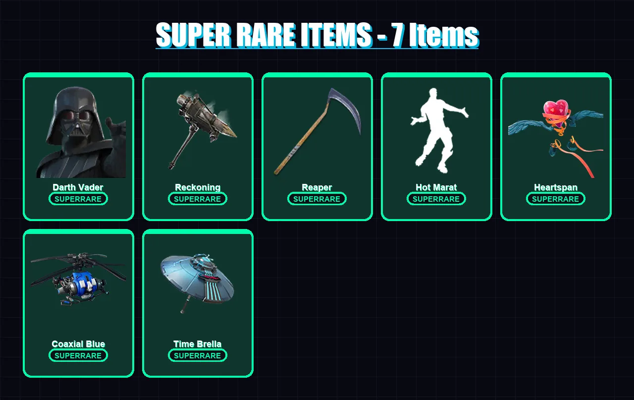 [PC/XBOX] | Darth Vader | Singularity | Vendetta | Ruin | Catalyst | 116 skin | 180 pickaxe | 140 emote | 157 glider | Lv2600