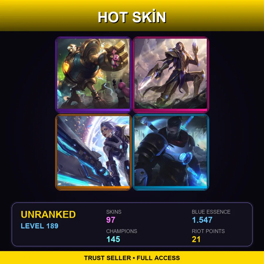 TR | Lv189 | Unranked | 97 Skin | 145 Champ