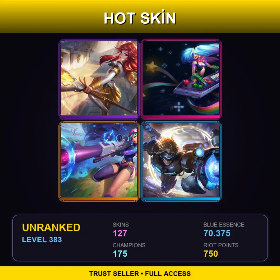 OCE | Lv383 | Unranked | 127 Skin | 175 Champ