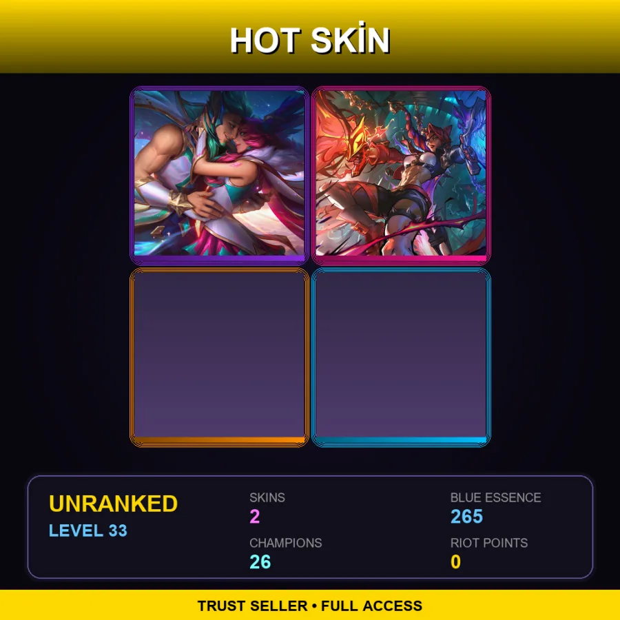 EUNE | Lv33 | Unranked | 2 Skin | 26 Champ — LoL account