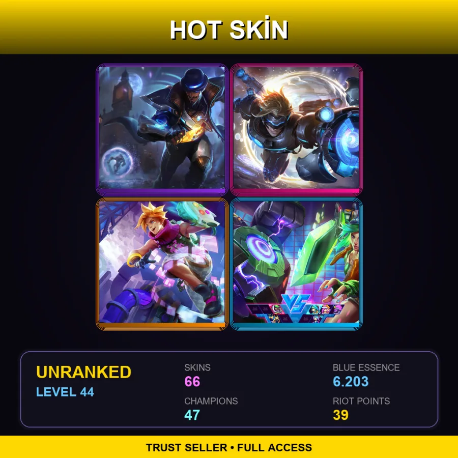 VN | Lv44 | Unranked | 66 Skin | 47 Champ — LoL account