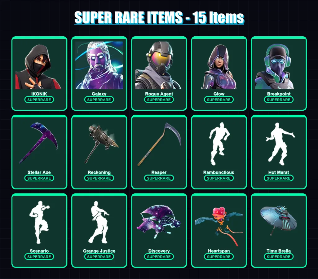 [PC/XBOX] | IKONIK | Galaxy | Rogue Agent | Glow | Breakpoint | 144 skin | 109 pickaxe | 82 emote | 84 glider | Lv1432 — Fortnite account