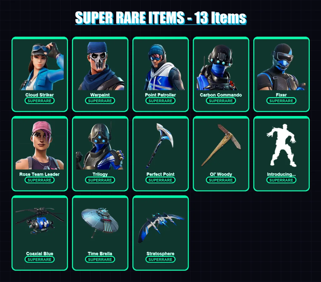 [PC/XBOX] | Cloud Striker | Warpaint | Point Patroller | Carbon Commando | Fixer | 64 skin | 88 pickaxe | 92 emote | 97 glider | Lv1233 — Fortnite account