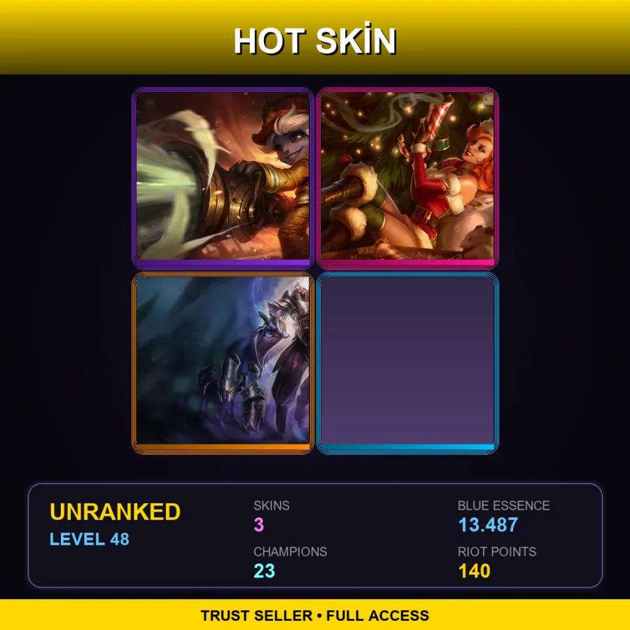 LAS | Lv48 | Unranked | 3 Skin | 23 Champ — LoL account