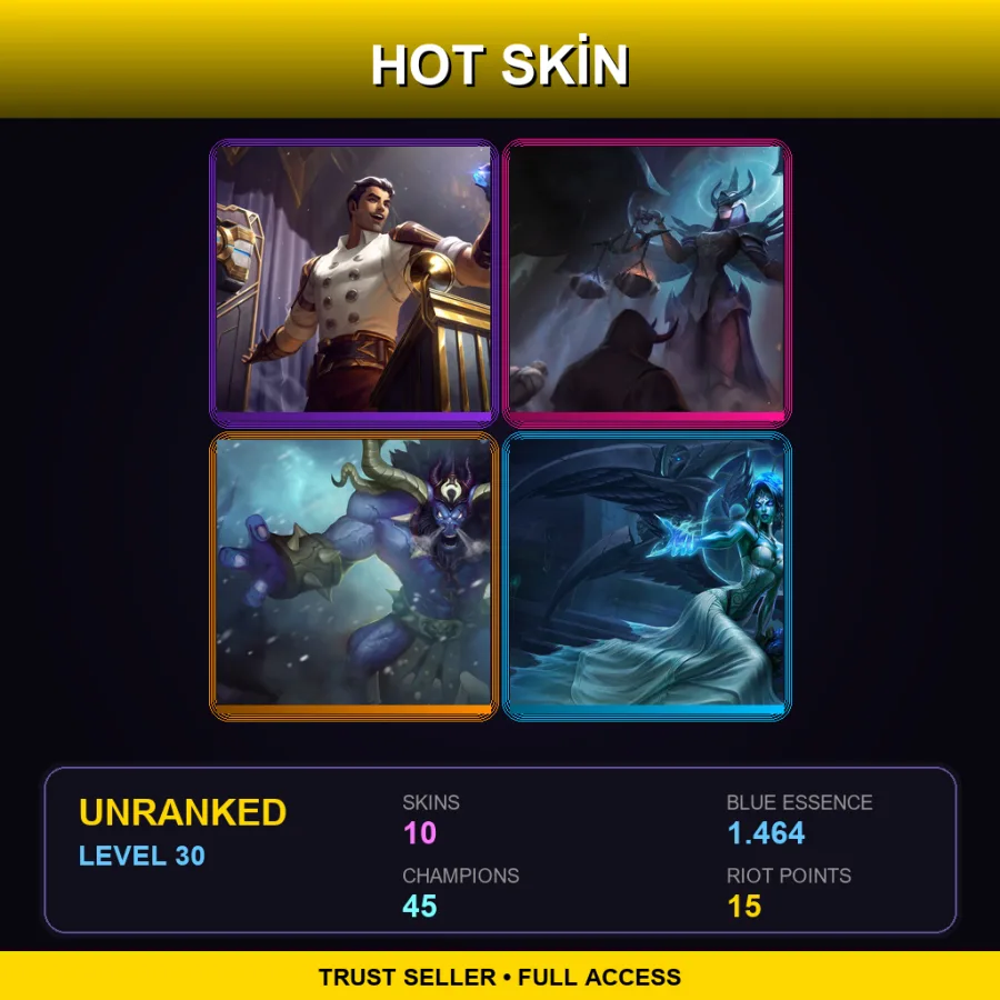 LAN | Lv30 | Unranked | 10 Skin | 45 Champ
