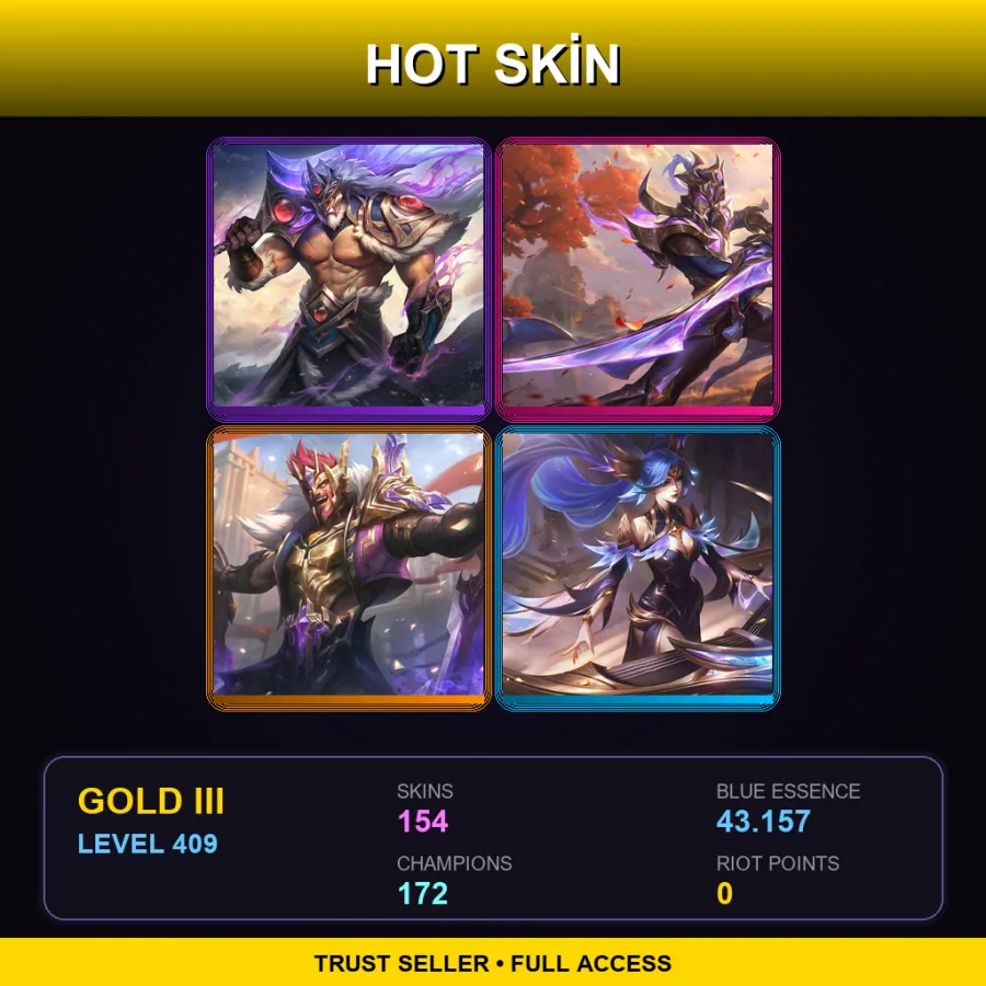 SG | Lv409 | Gold III | 154 Skin | 172 Champ