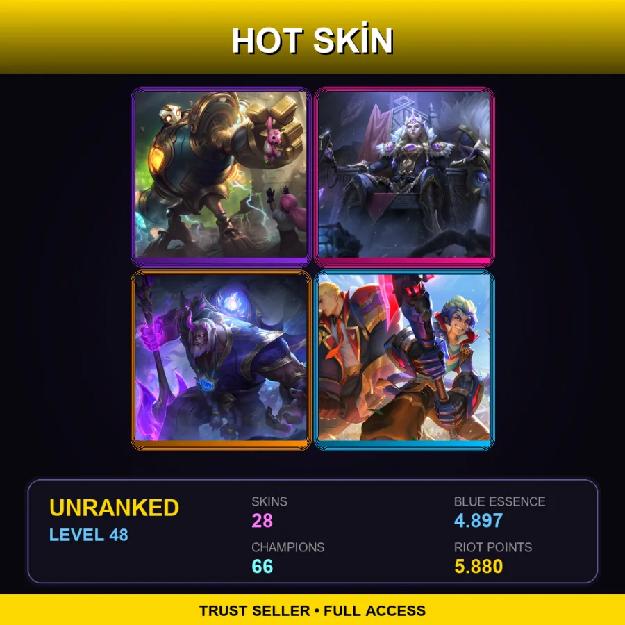 EUW | Lv48 | Unranked | 28 Skin | 66 Champ — LoL account