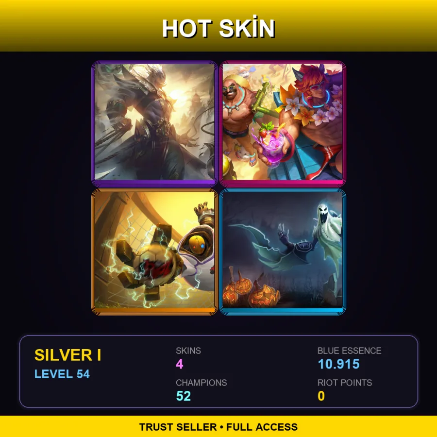 EUW | Lv54 | Silver I | 4 Skin | 52 Champ