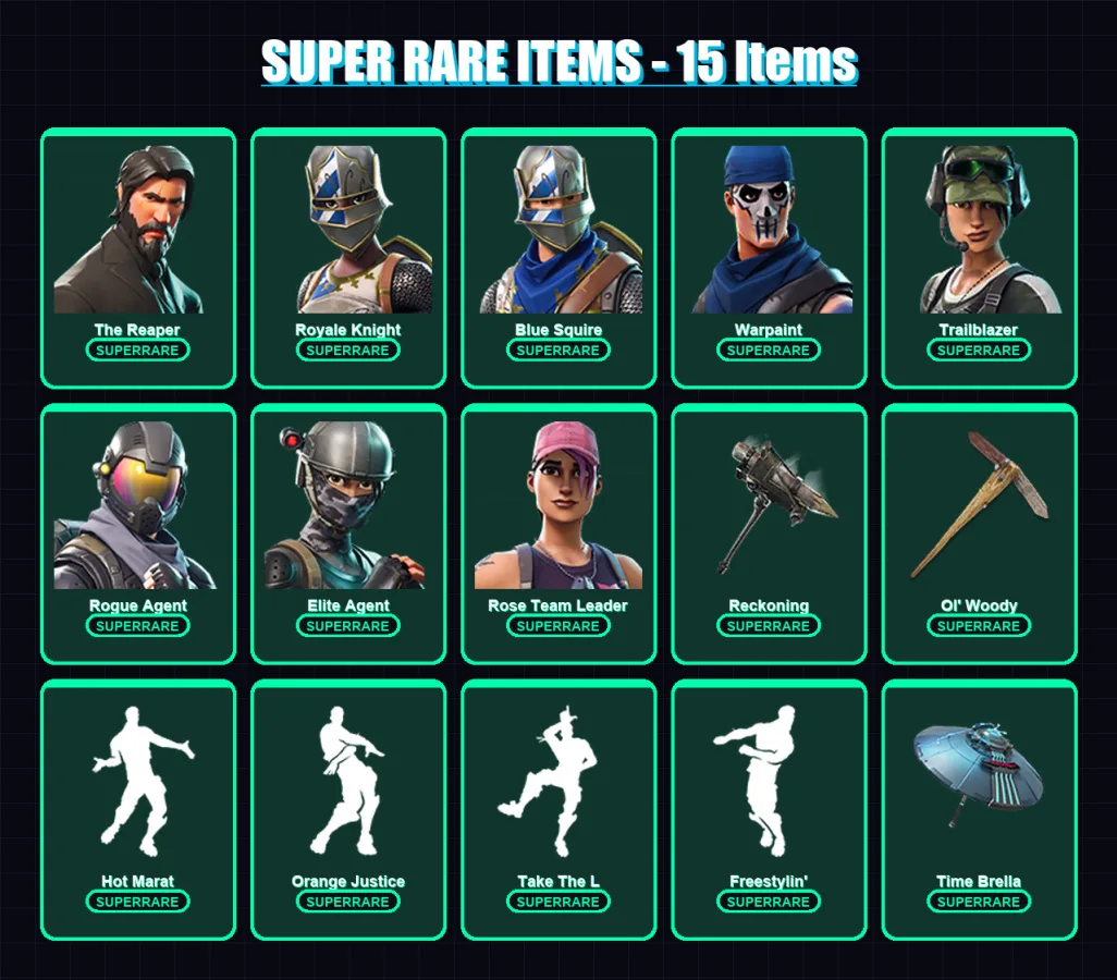 [PC/XBOX] | The Reaper | Royale Knight | Blue Squire | Warpaint | Trailblazer | 133 skin | 103 pickaxe | 103 emote | 110 glider | Lv1427