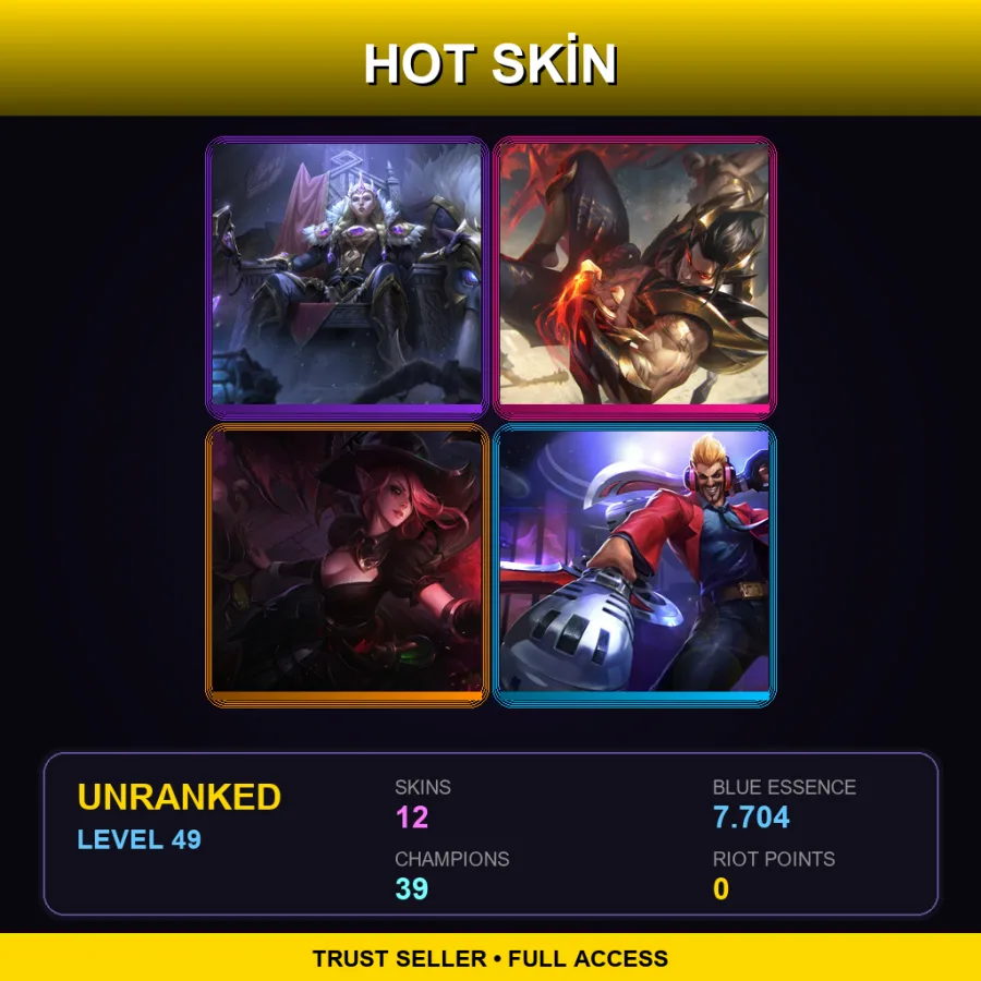 LAN | Lv49 | Unranked | 12 Skin | 39 Champ — LoL account