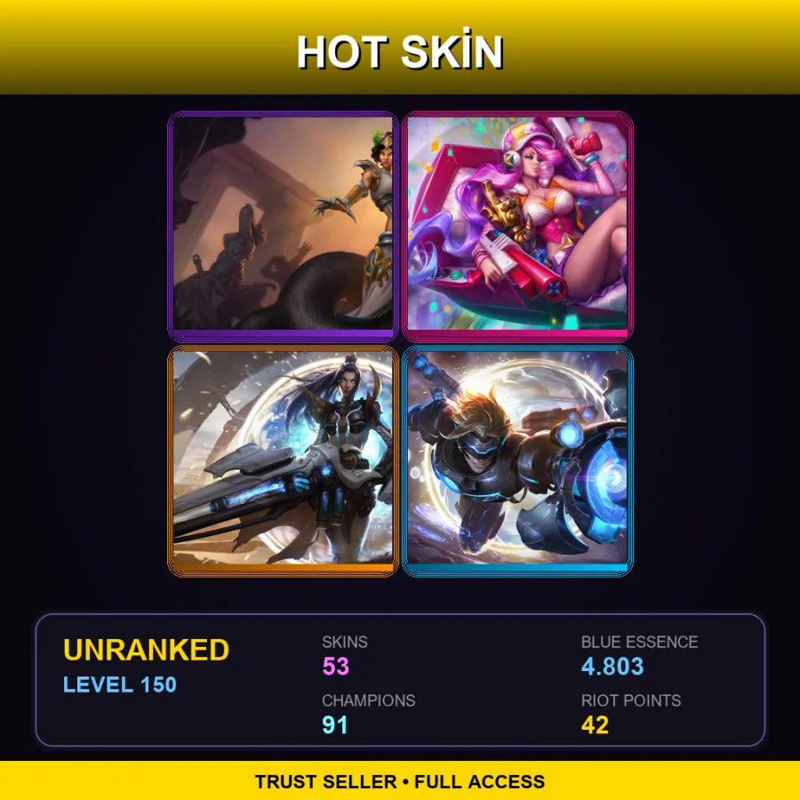 LAN | Lv150 | Unranked | 53 Skin | 91 Champ