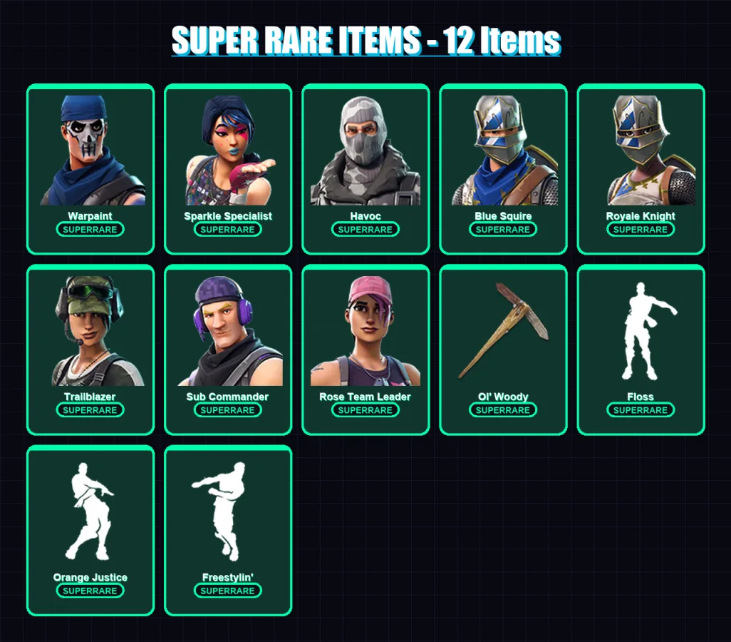 [PC/XBOX/PSN] | Warpaint | Sparkle Specialist | Havoc | Blue Squire | Royale Knight | 24 skin | 11 pickaxe | 13 emote | 15 glider | Lv77 — Game account
