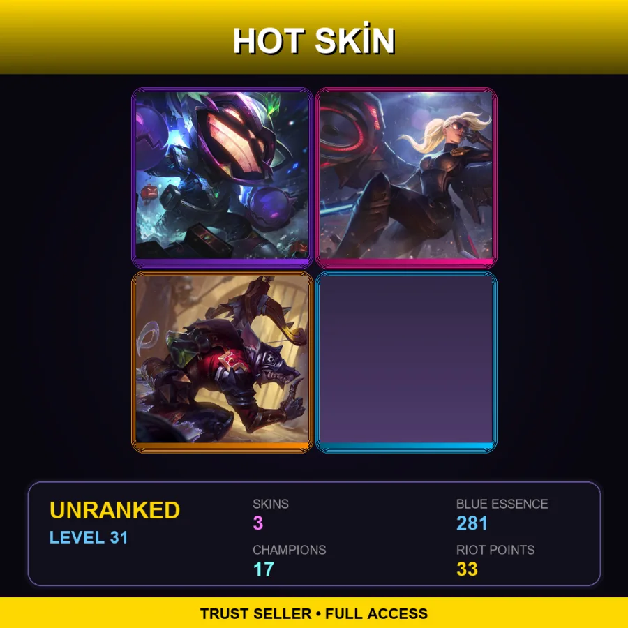 LAN | Battle Boss Ziggs | Riot Kayle | Medieval Twitch | 3 Skin | 17 Champ | Lv31