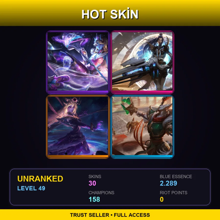 SG | Lv49 | Unranked | 30 Skin | 158 Champ — LoL account