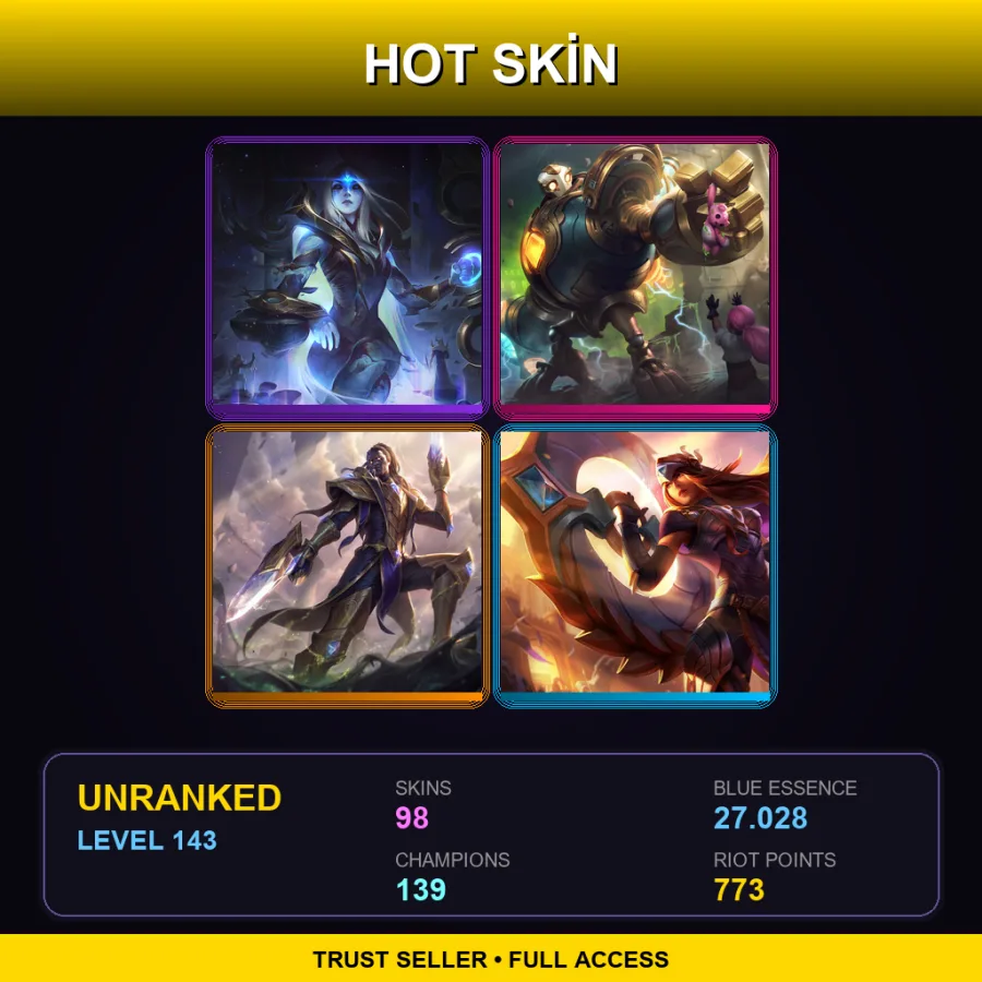 LAN | Lv143 | Unranked | 98 Skin | 139 Champ