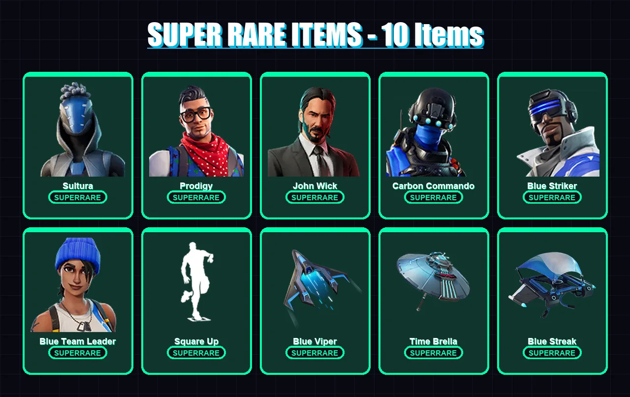 [PC/XBOX] | Sultura | Prodigy | John Wick | Carbon Commando | Blue Striker | 39 skin | 32 pickaxe | 29 emote | 33 glider | Lv443