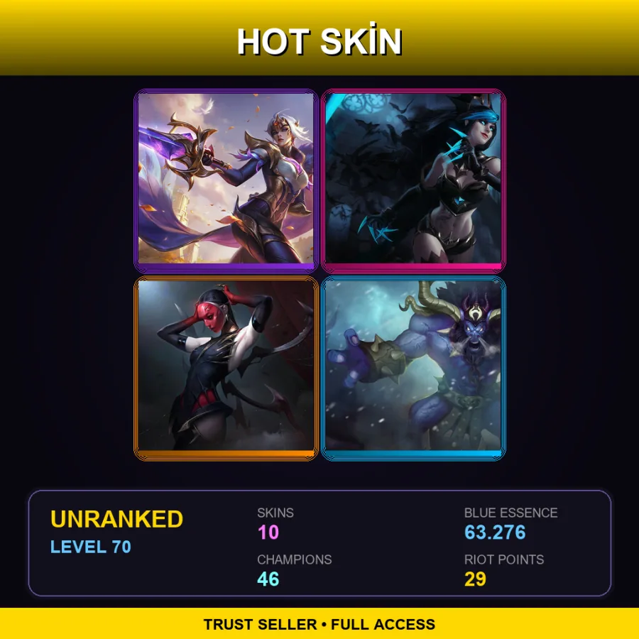 EUW | Victorious Fiora | Shadow Evelynn | Masque of the Black Rose Elise | Unchained Alistar | 10 Skin | 46 Champ | Lv70