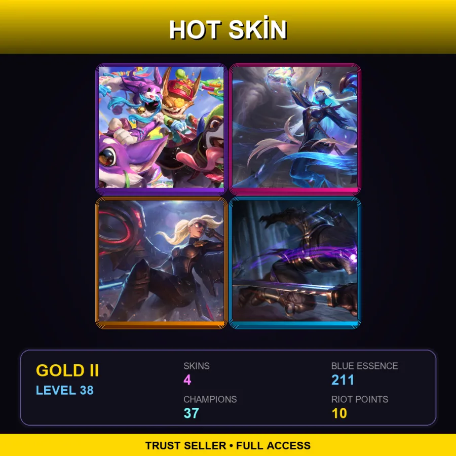 EUNE | Lv38 | Gold II | 4 Skin | 37 Champ — LoL account