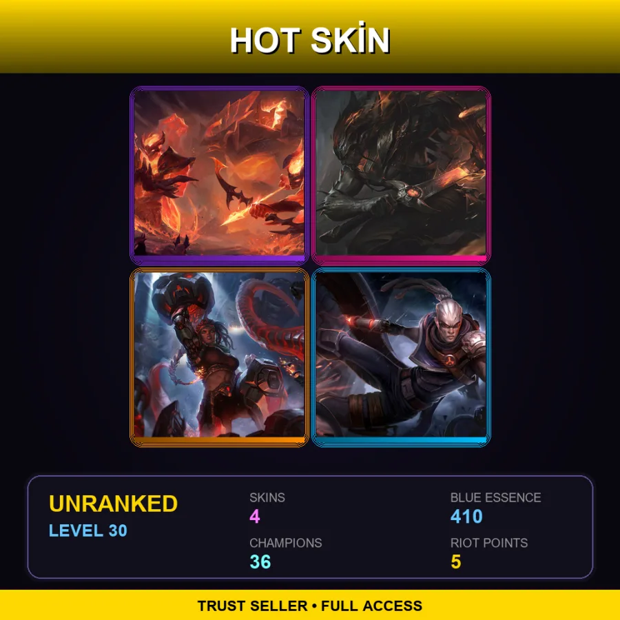 TR | Lv30 | Unranked | 4 Skin | 36 Champ