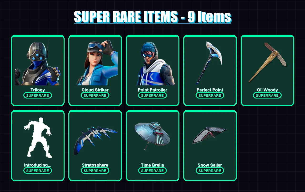 [PC/XBOX] | Trilogy | Cloud Striker | Point Patroller | Deadpool | Valeria | 130 skin | 164 pickaxe | 127 emote | 119 glider | Lv1104