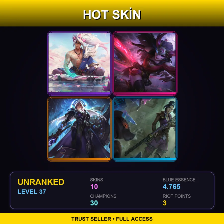 SG | Lv37 | Unranked | 10 Skin | 30 Champ — LoL account