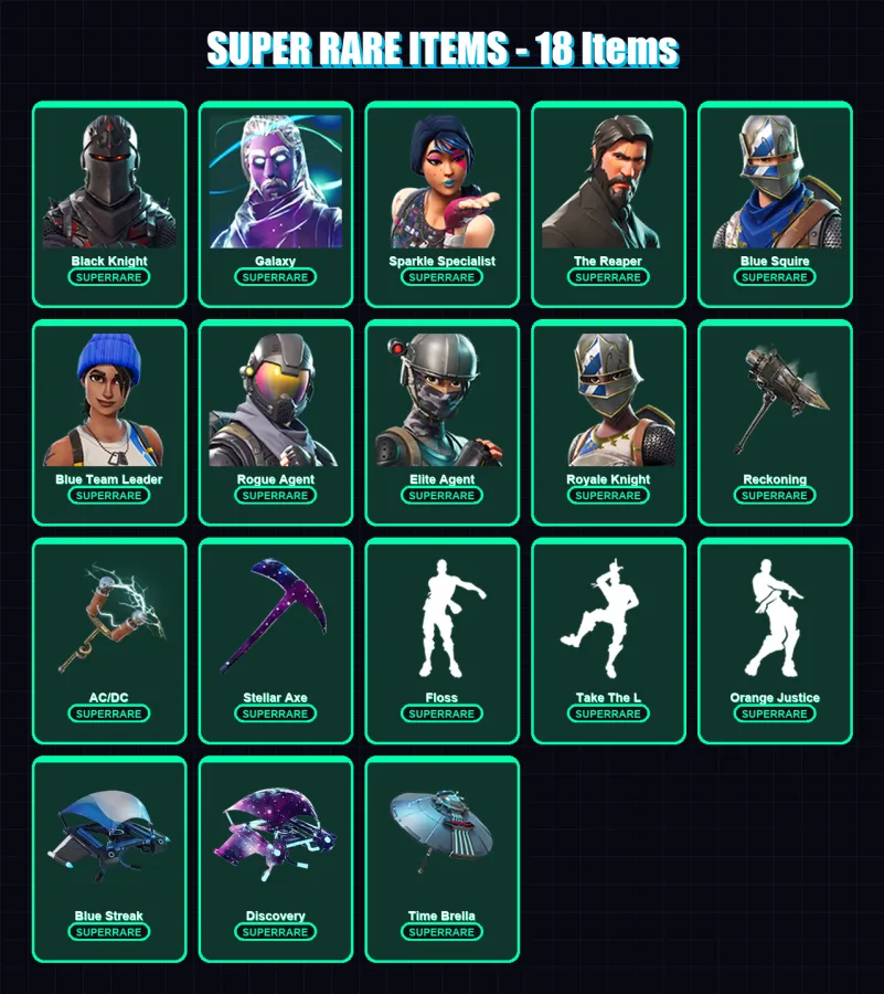 [PC/XBOX] | Black Knight | Galaxy | Sparkle Specialist | The Reaper | Blue Squire | 52 skin | 37 pickaxe | 61 emote | 51 glider | Lv857