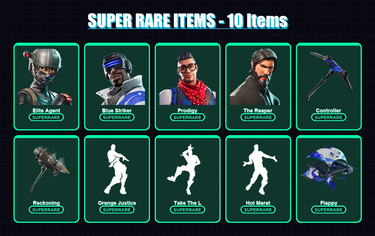[PS4/PS5/XBOX/PC] | Elite Agent | Blue Striker | Prodigy | The Reaper | Enforcer | 62 skin | 48 pickaxe | 62 emote | 55 glider | Lv716