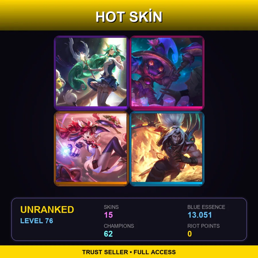BR | Lv76 | Unranked | 15 Skin | 62 Champ