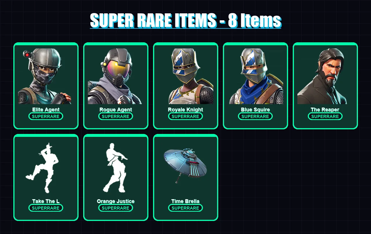[PC/XBOX/PSN] | Elite Agent | Rogue Agent | Royale Knight | Blue Squire | The Reaper | 37 skin | 30 pickaxe | 35 emote | 33 glider | Lv478