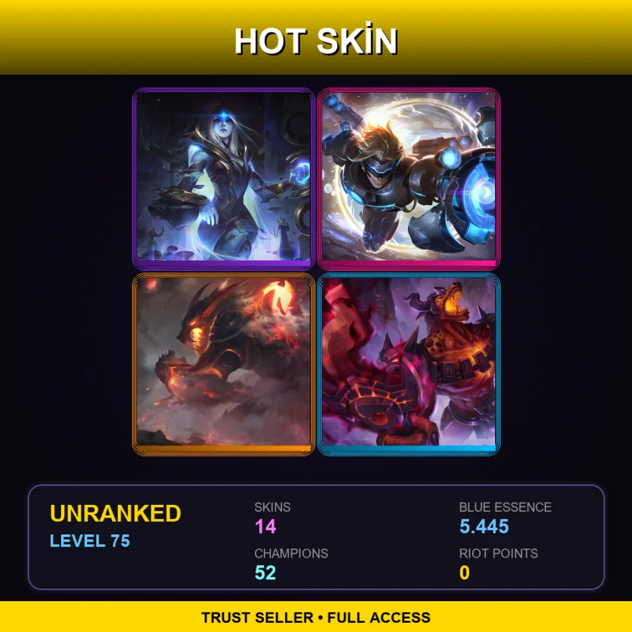BR | Lv75 | Unranked | 14 Skin | 52 Champ — LoL account