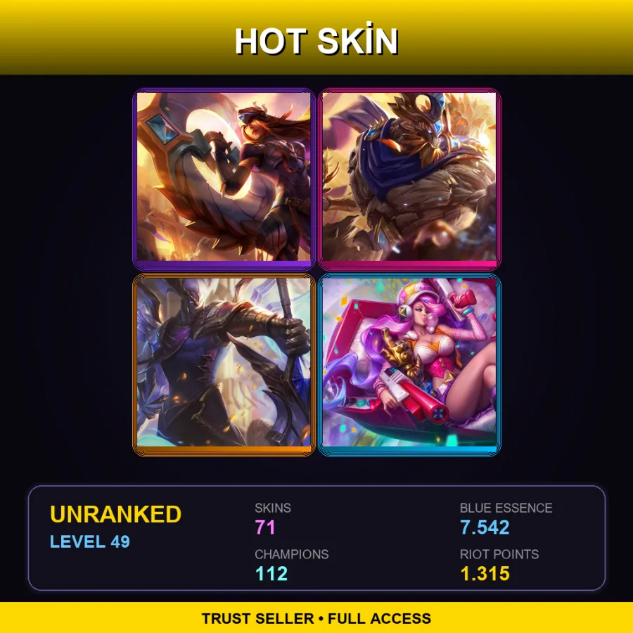 NA | Lv49 | Unranked | 71 Skin | 112 Champ — Unranked / Smurf League of Legends