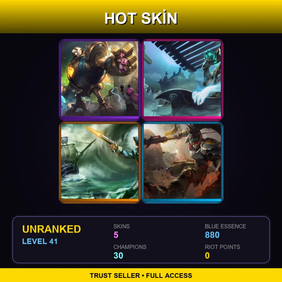 EUW | Lv41 | Unranked | 5 Skin | 30 Champ — LoL account