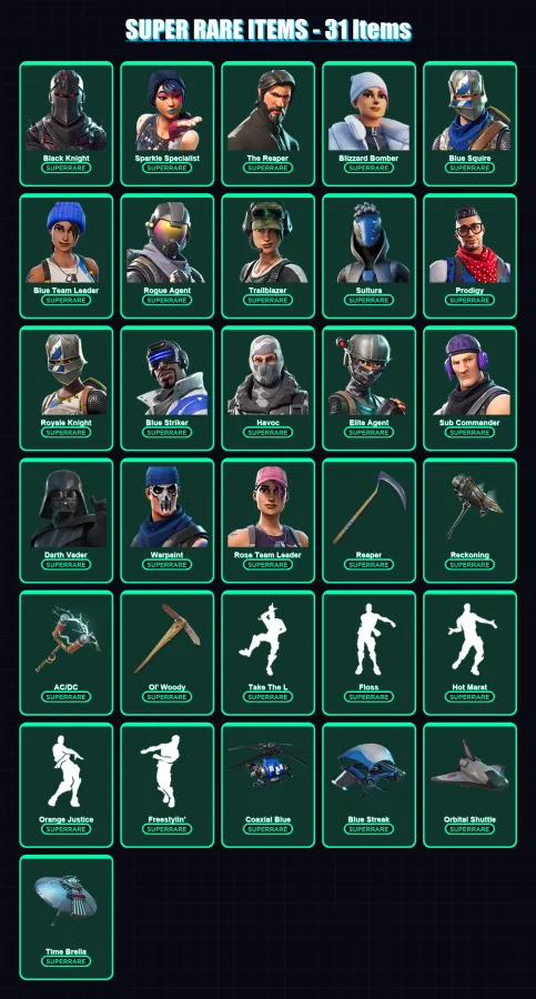 [PS4/PS5/XBOX/PC] | Black Knight | Sparkle Specialist | The Reaper | 140 skin | Lv1351 — Fortnite account