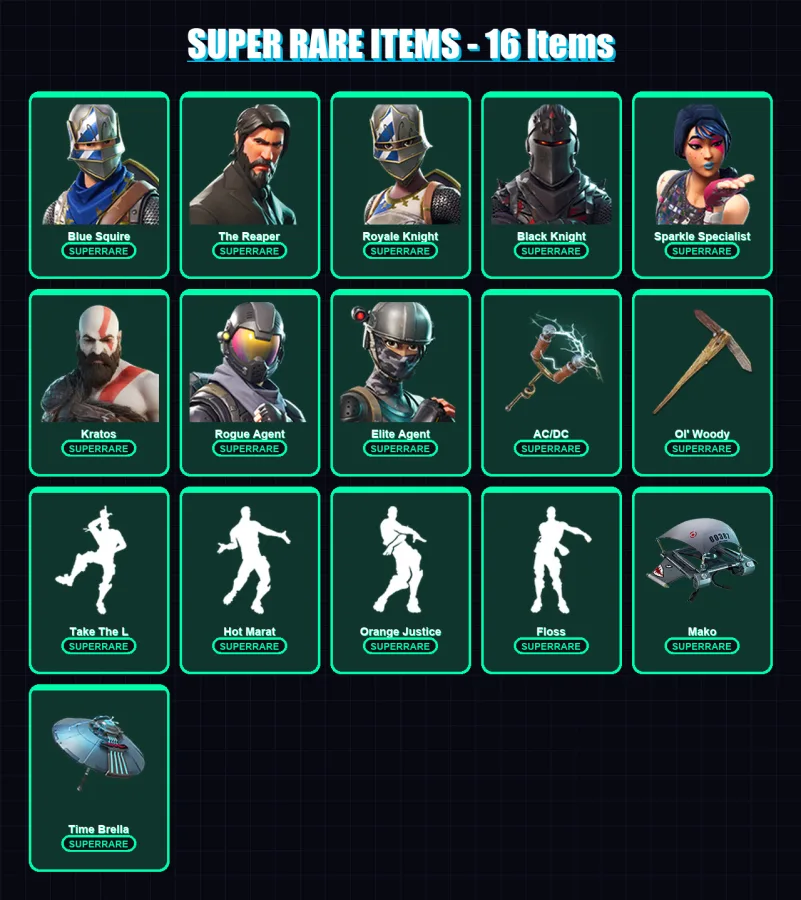 [PC/PSN] | Blue Squire | The Reaper | Royale Knight | Black Knight | Sparkle Specialist | 43 skin | 44 pickaxe | 54 emote | 49 glider | Lv735 — Fortnite account