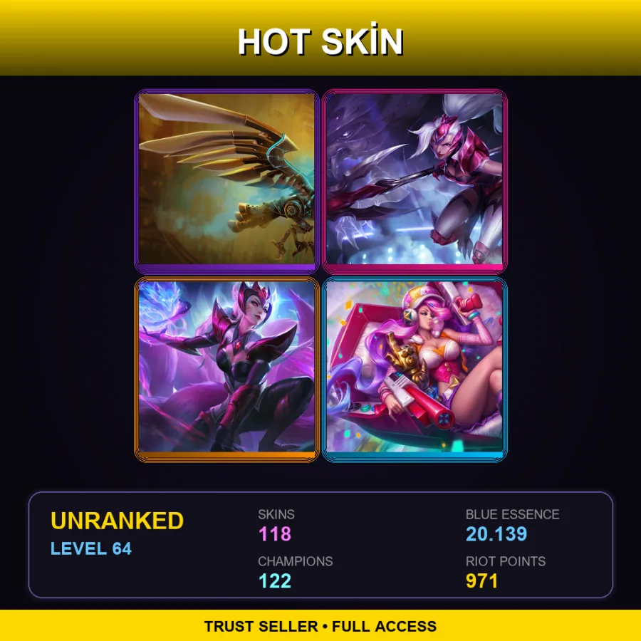 EUW | Lv64 | Unranked | 118 Skin | 122 Champ