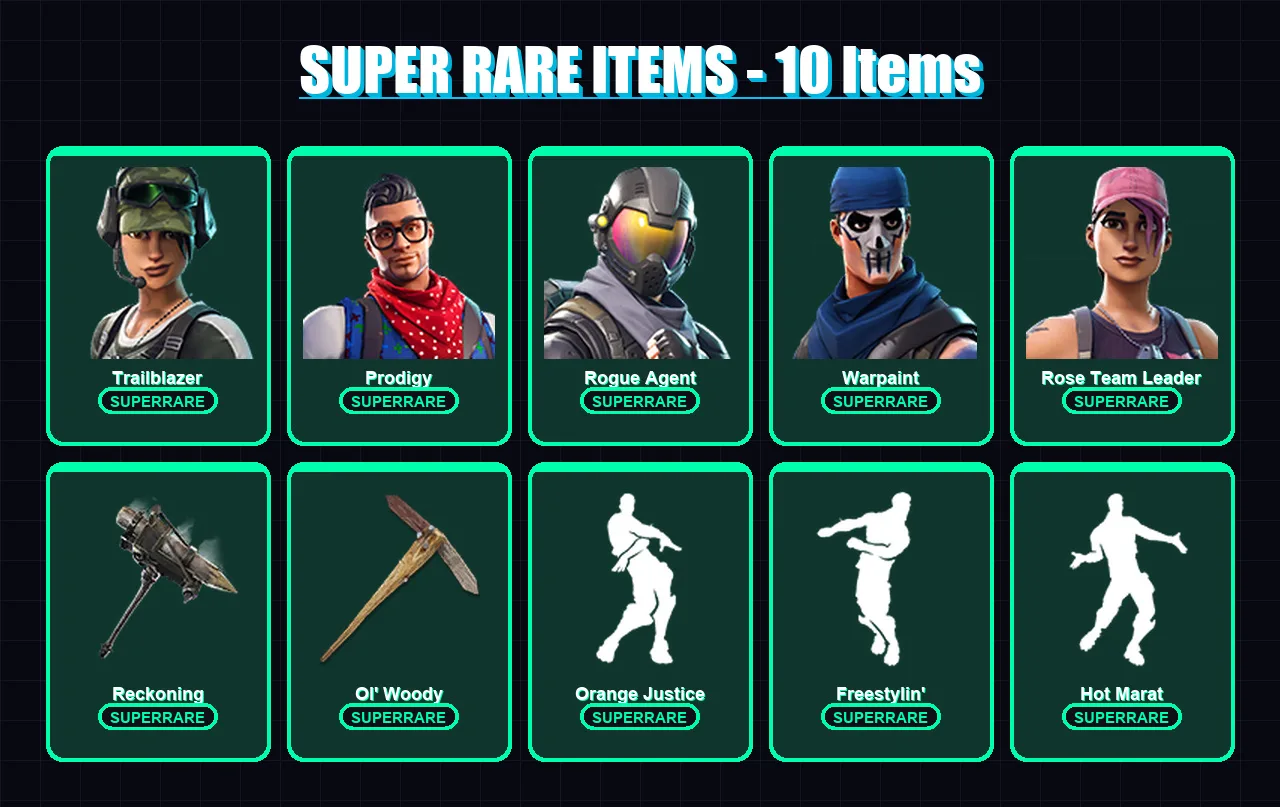 [PC/XBOX/PSN] | Trailblazer | Prodigy | Rogue Agent | Warpaint | Rose Team Leader | 61 skin | 41 pickaxe | 64 emote | 55 glider | Lv622