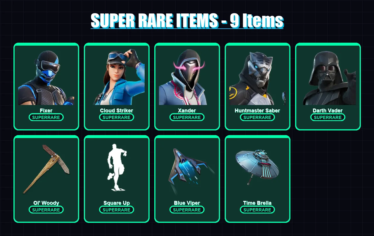 [PS4/PS5/PC] | Fixer | Cloud Striker | Xander | Huntmaster Saber | Darth Vader | 154 skin | 220 pickaxe | 137 emote | 175 glider | Lv2682