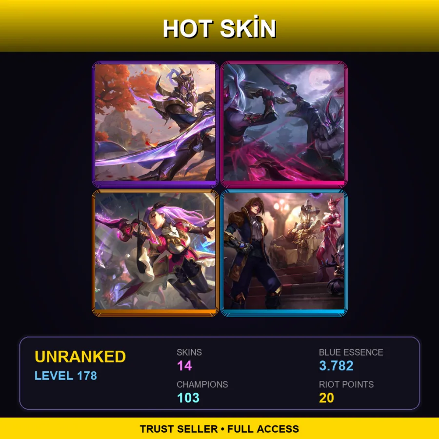 LAS | Lv178 | Unranked | 14 Skin | 103 Champ — LoL account