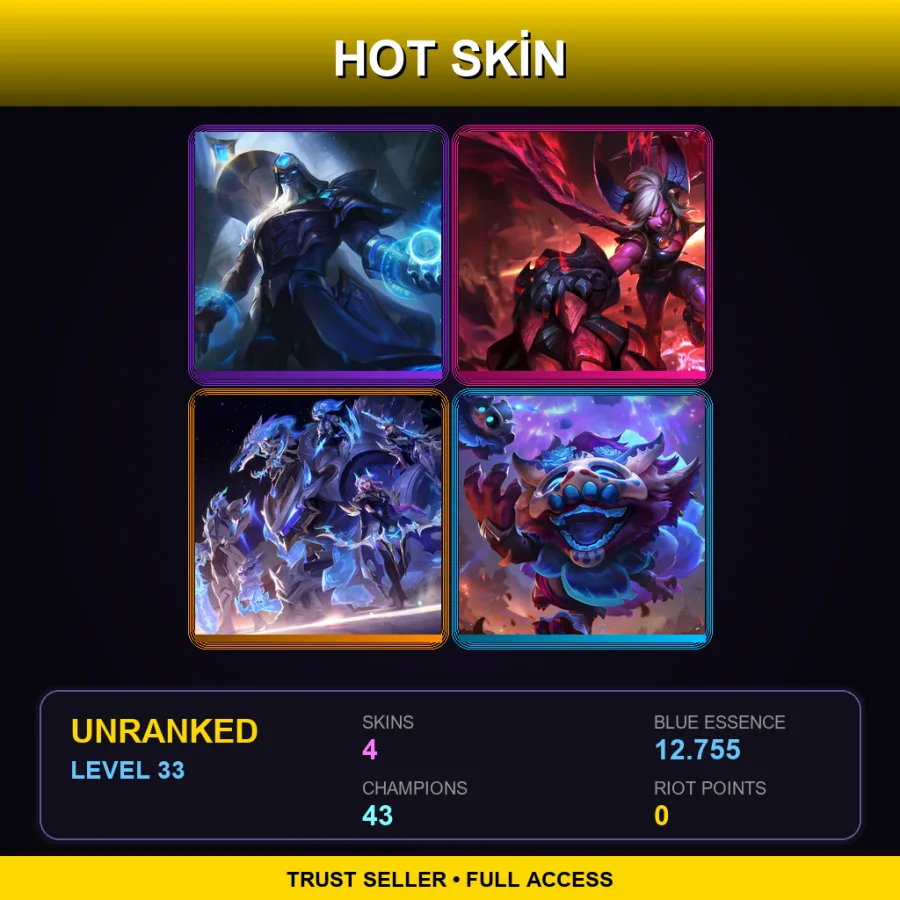 VN | Lv33 | Unranked | 4 Skin | 43 Champ