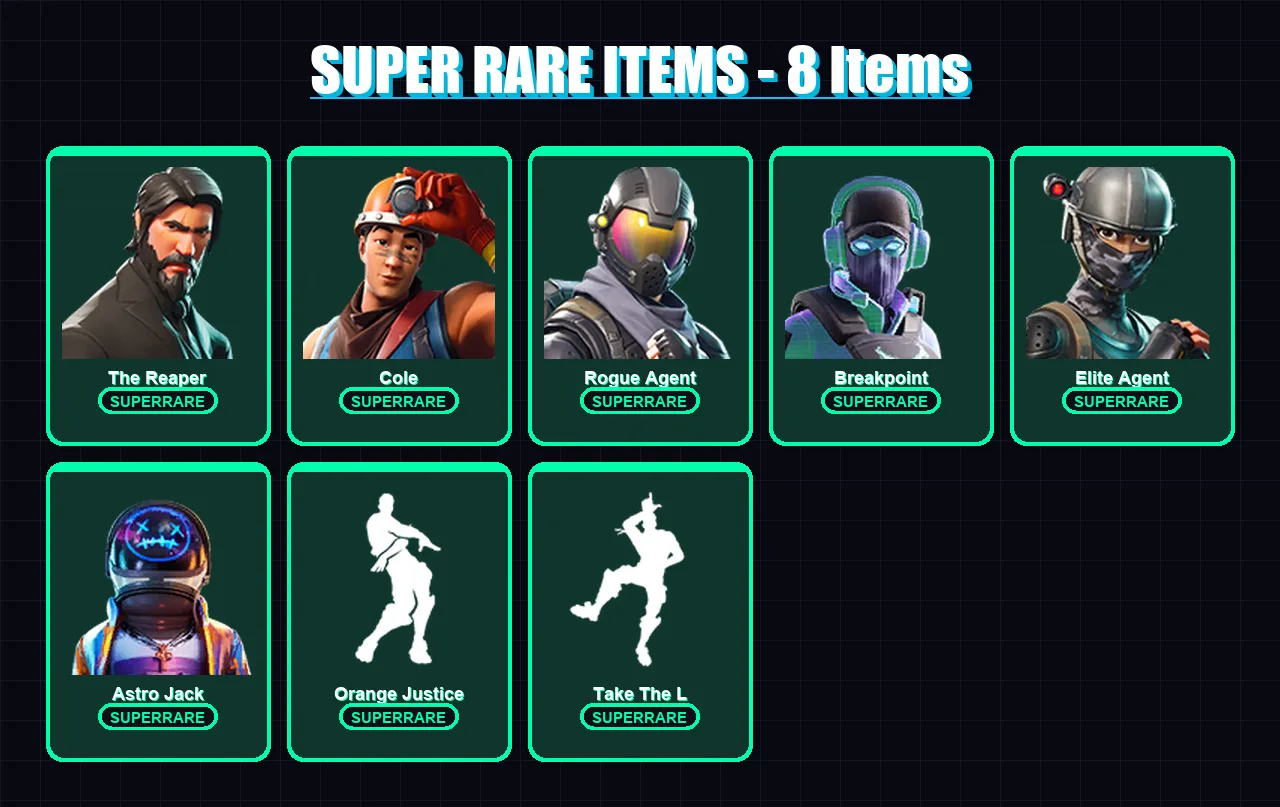 [PC/XBOX/PSN] | The Reaper | Cole | Rogue Agent | Breakpoint | Elite Agent | 46 skin | 40 pickaxe | 49 emote | 41 glider | Lv760