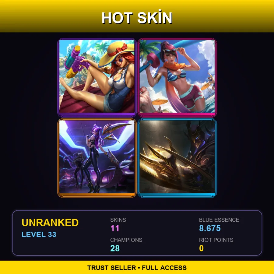 SG | Lv33 | Unranked | 11 Skin | 28 Champ
