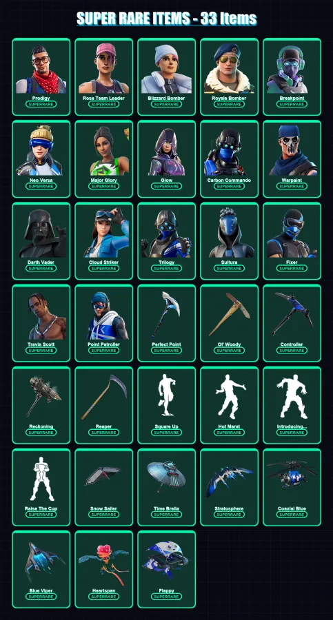 [PC] | Prodigy | Rose Team Leader | Blizzard Bomber | Royale Bomber | Breakpoint | 356 skin | 351 pickaxe | 299 emote | 250 glider | Lv3847 — Fortnite account