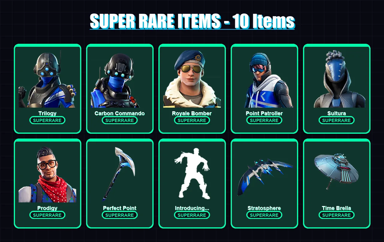[PS4/PS5/XBOX/PC] | Trilogy | Carbon Commando | Royale Bomber | Point Patroller | Sultura | 64 skin | 84 pickaxe | 98 emote | 94 glider | Lv1742 — Fortnite account